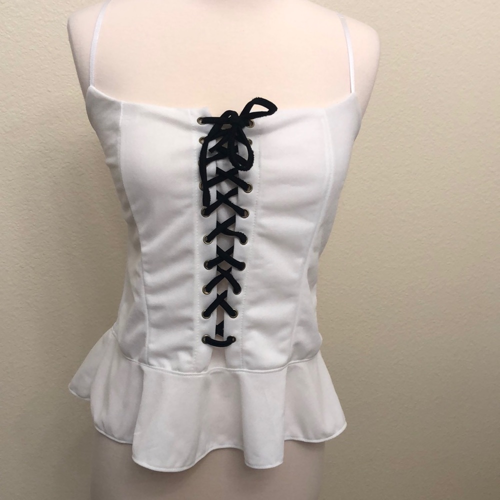White Top with Black Tie Front